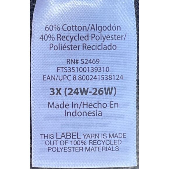 Terra & Sky Plus Size 3X Waffle Henley Shirt Long Sleeve Cotton Blend Gray - Picture 3 of 5